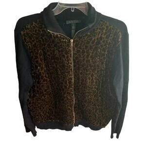 Vintage Lauren by Ralph‎ Lauren Luxe Silk & Wool Blend Jaguar Print Jacket